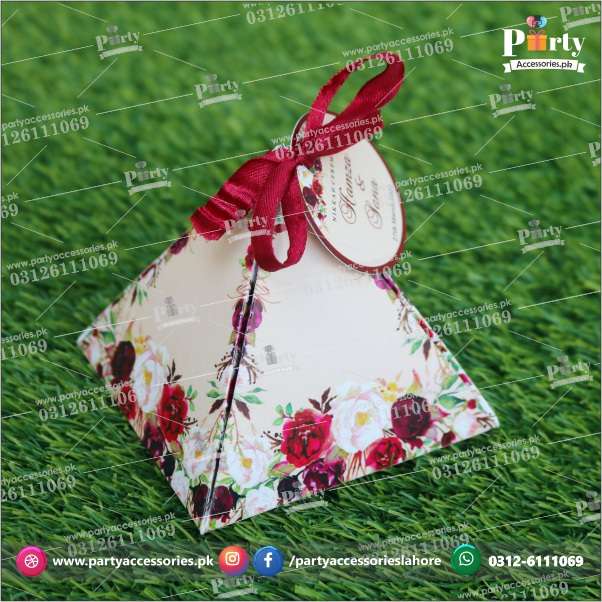 Nikkah Bid Boxes | Triangle bid Boxes with customized tag