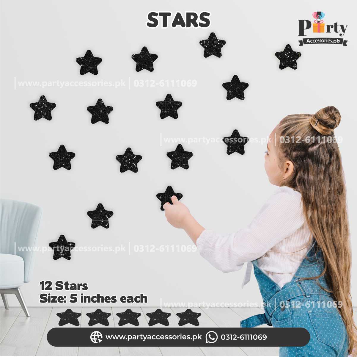 Star shaped sticker cutouts | Eid decorations 2025 | Pack of 12