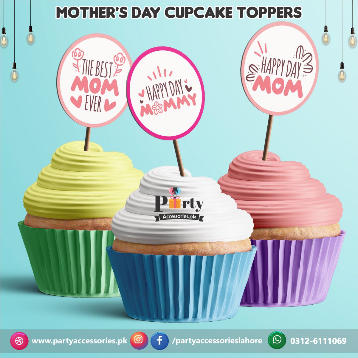 Happy Mother's Day Customized Birthday Cupcake Toppers Set