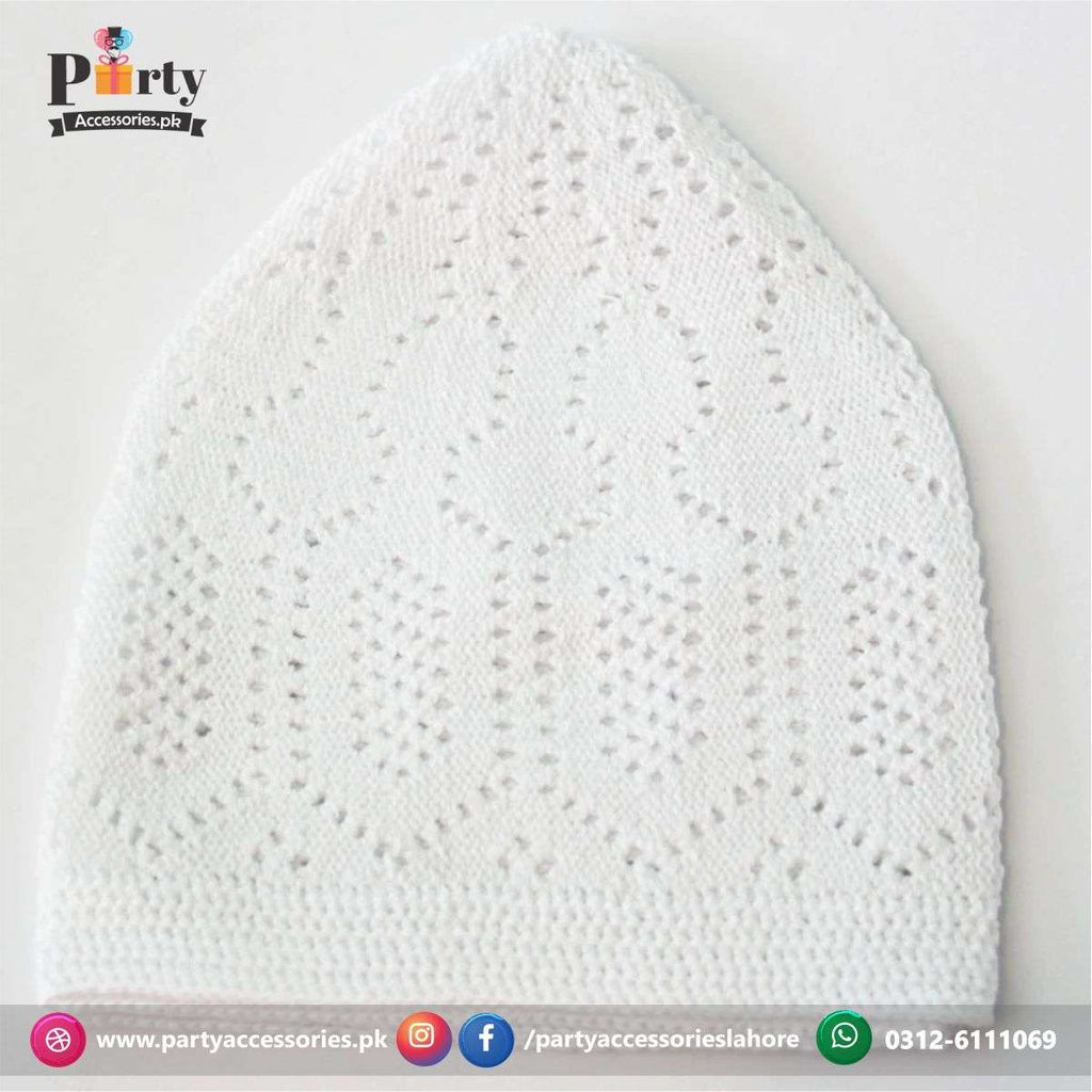 White Cotton knitted Nimaz cap | Pack of 6 pcs Muslim cap