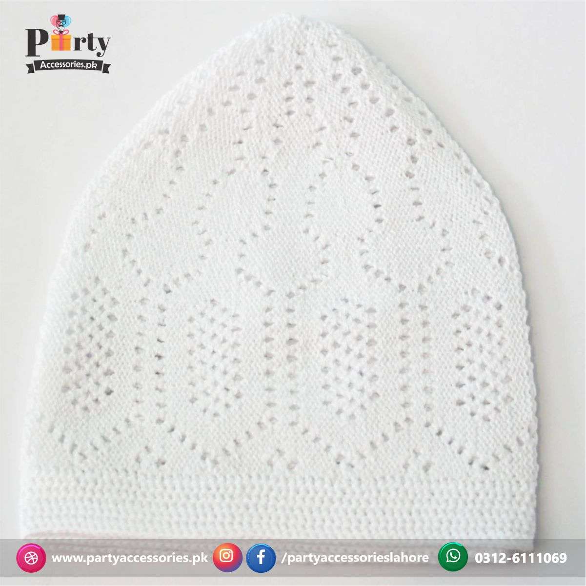White Cotton knitted Nimaz cap | Pack of 6 pcs Muslim cap