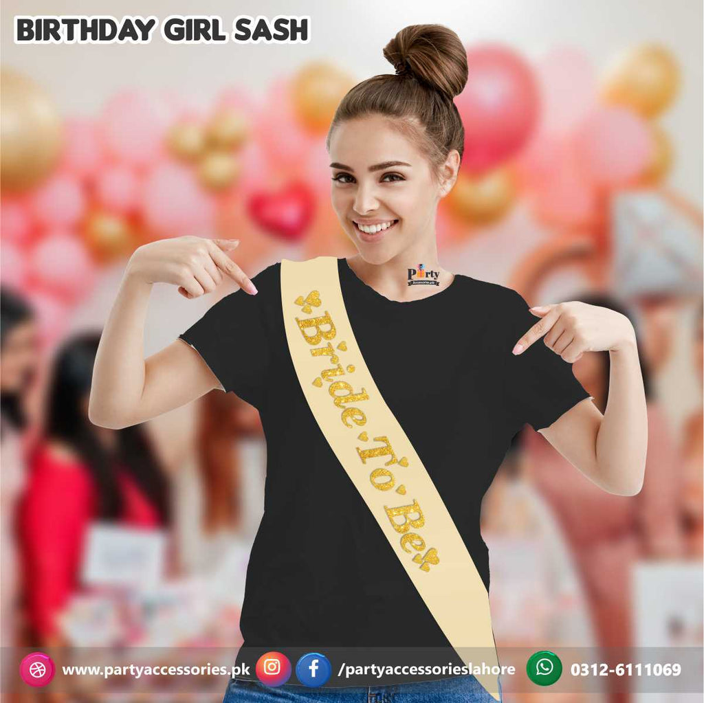 Bride to be Sash | Black and golden bride to be sash for Bridal shower events