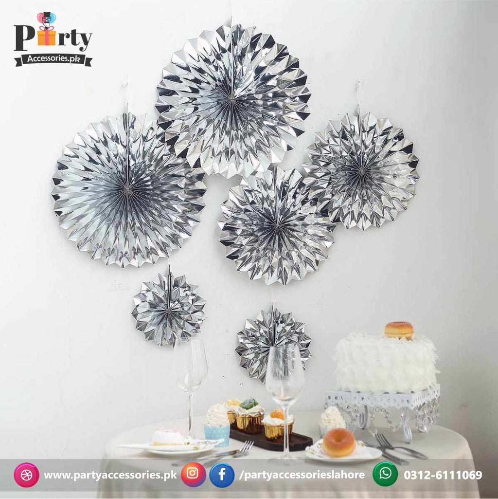 silver paper fan set 