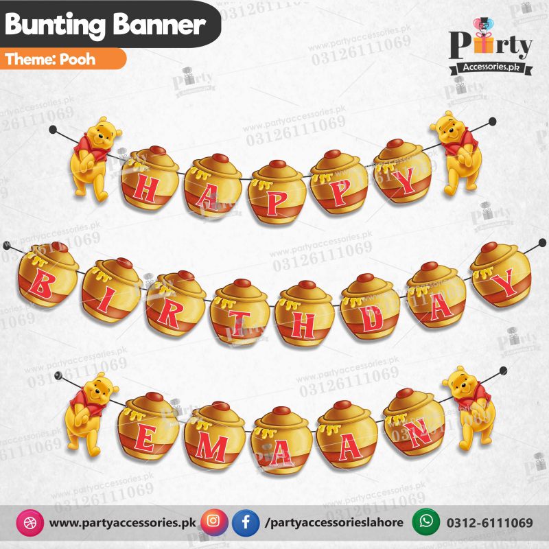 Customized Pooh theme Birthday wall banner Banner cutout