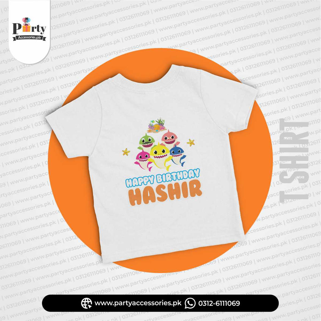 baby shark theme customized t shirt in white color 