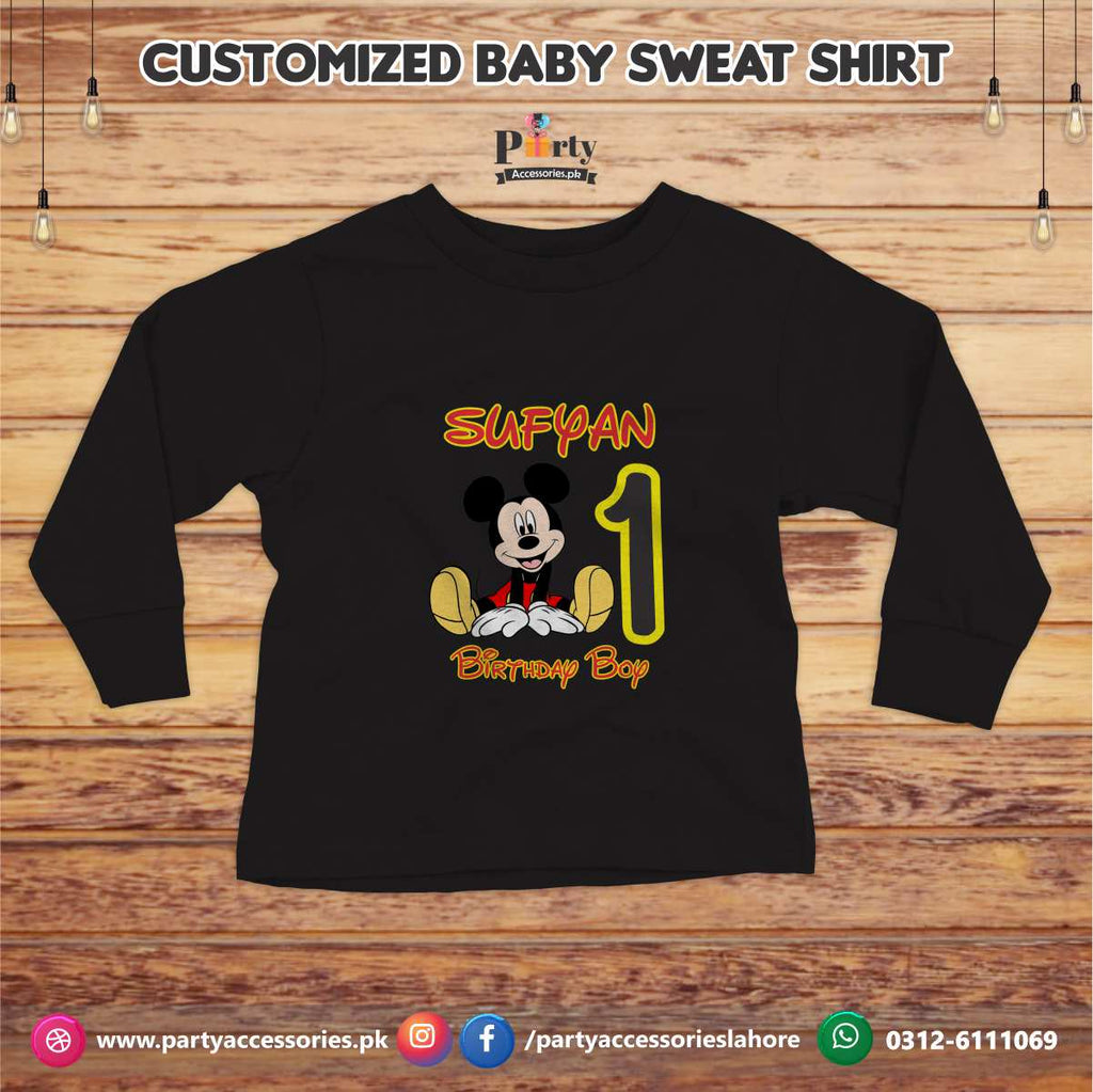 Mickey Mouse theme birthday customized Sweat shirt in Black