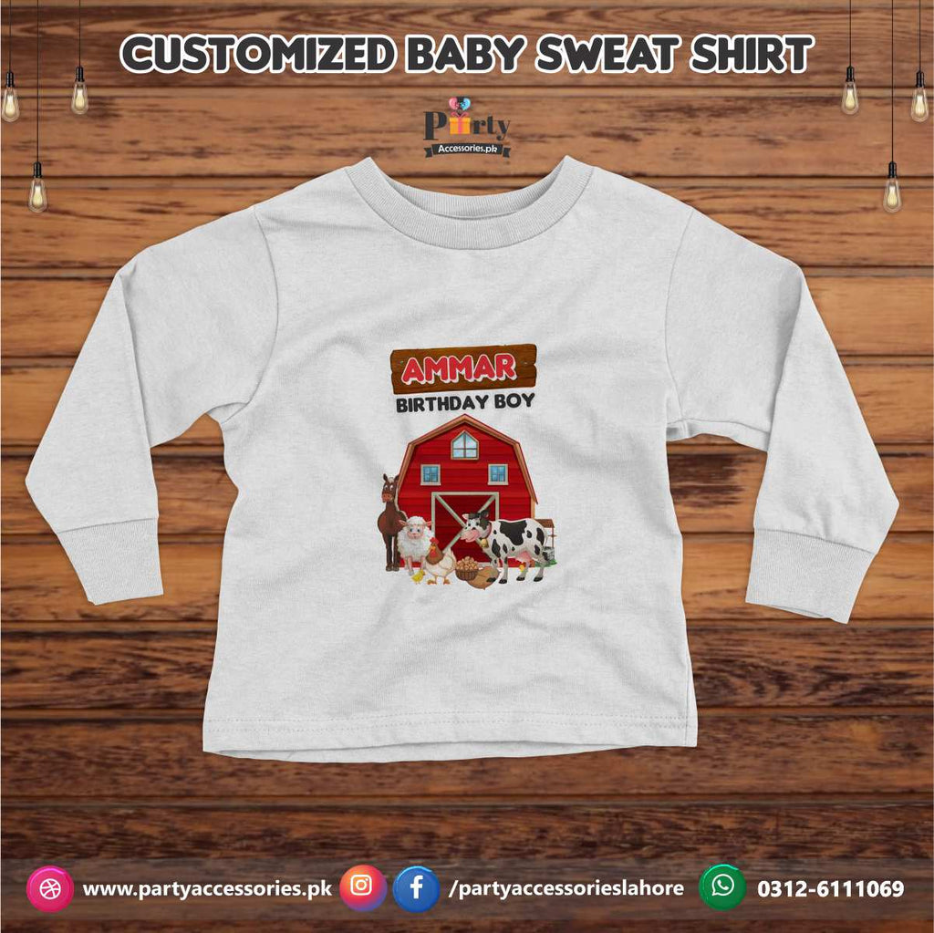 Farm Animals theme birthday customized Sweat shirt in White