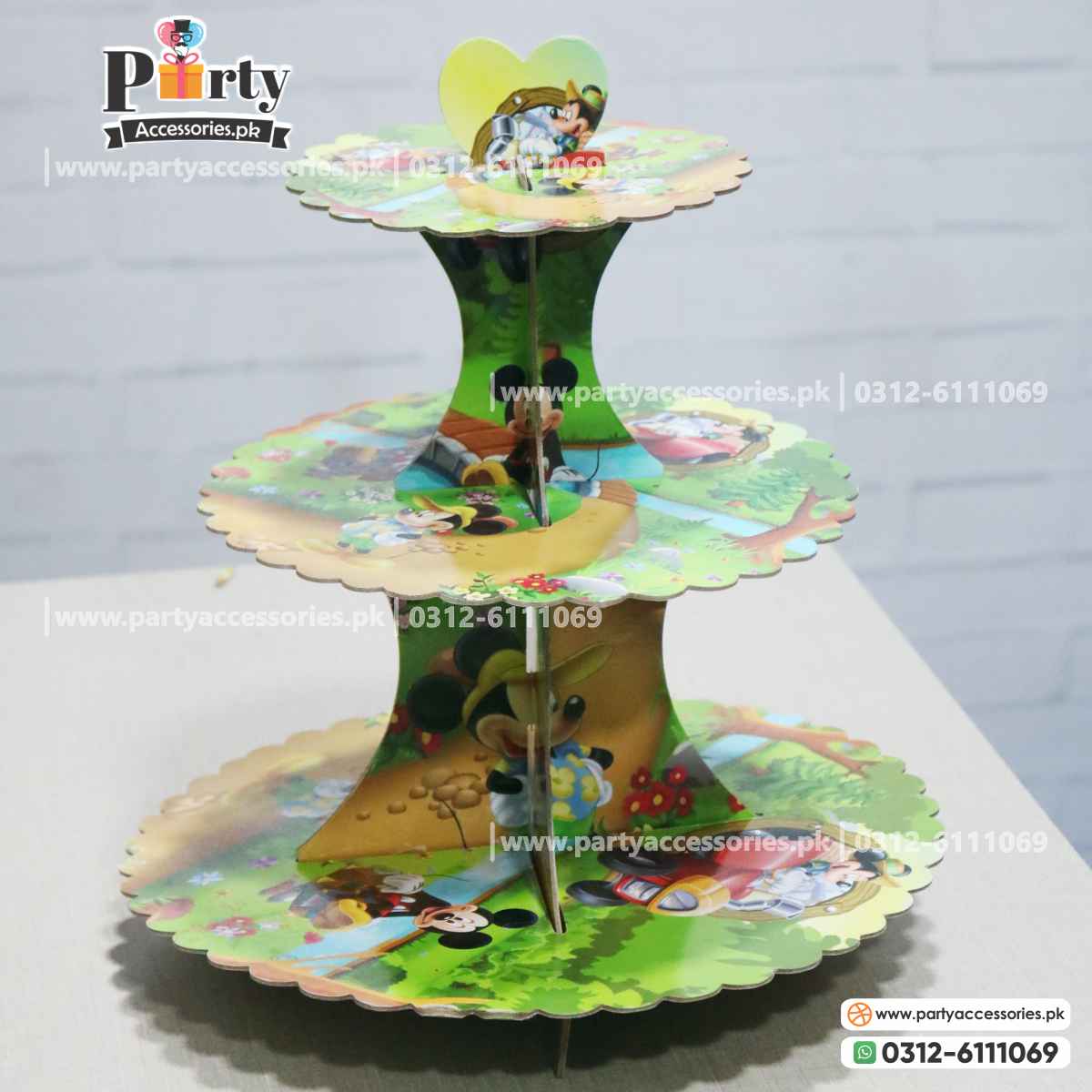 Mickey Mouse theme birthday Table decoration 3 tier cupcake stand