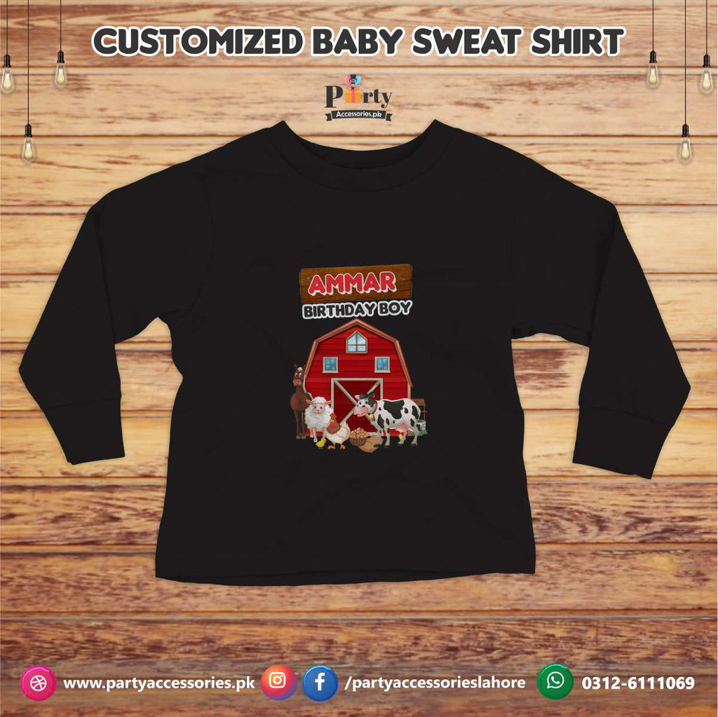 Farm Animals theme birthday customized Sweat shirt in Black