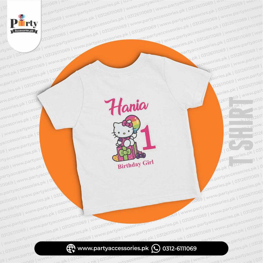 Hello Kitty theme customized T-shirt for birthday boy or girl