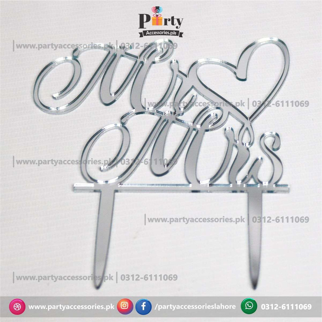 mr and mrs silver cake topper