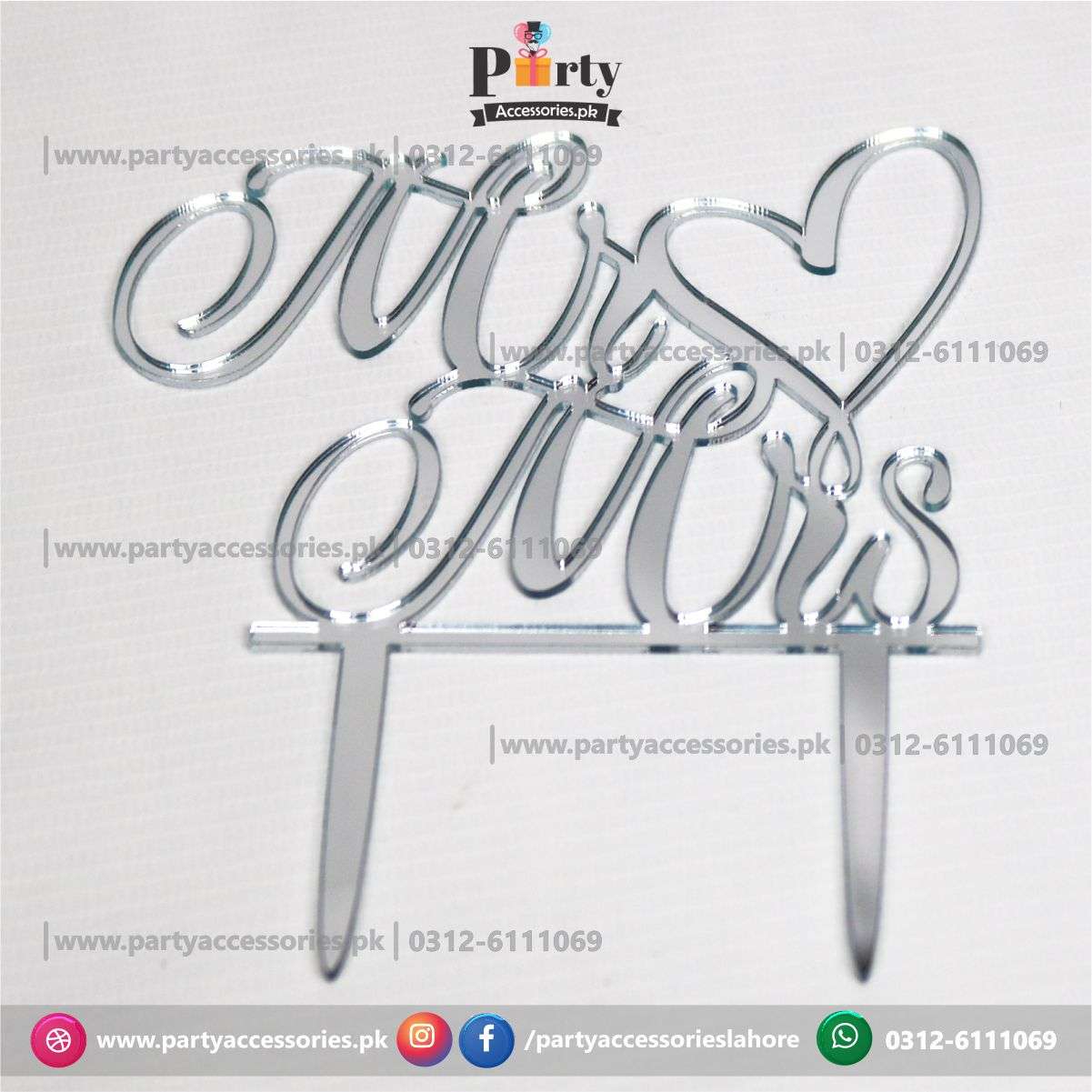 mr and mrs silver cake topper