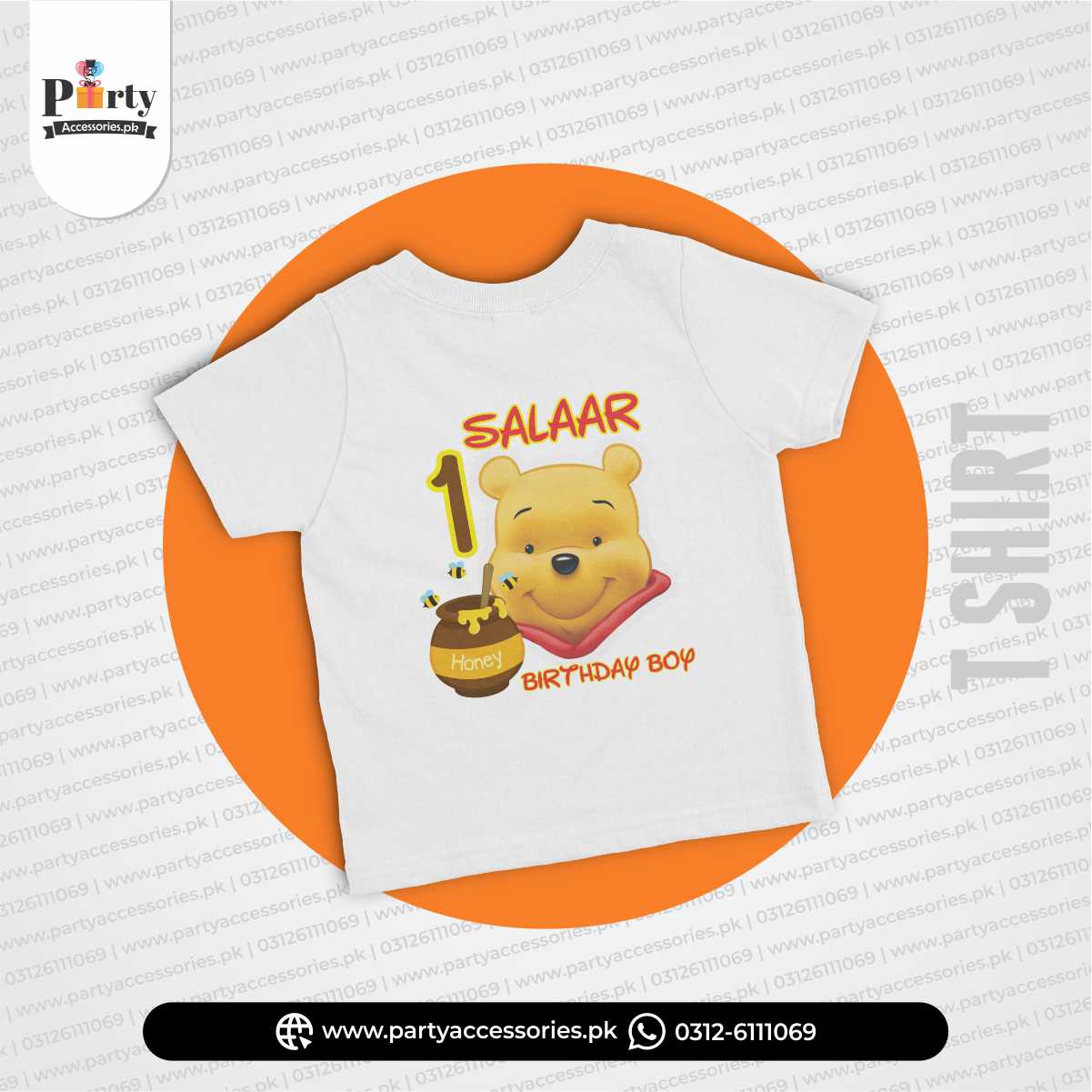 Pooh theme customized T-shirt for birthday boy or girl