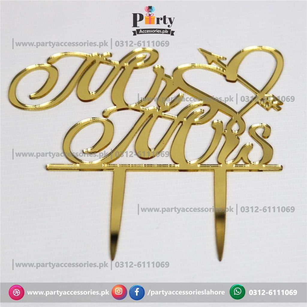 mr and mrs golden cake topper