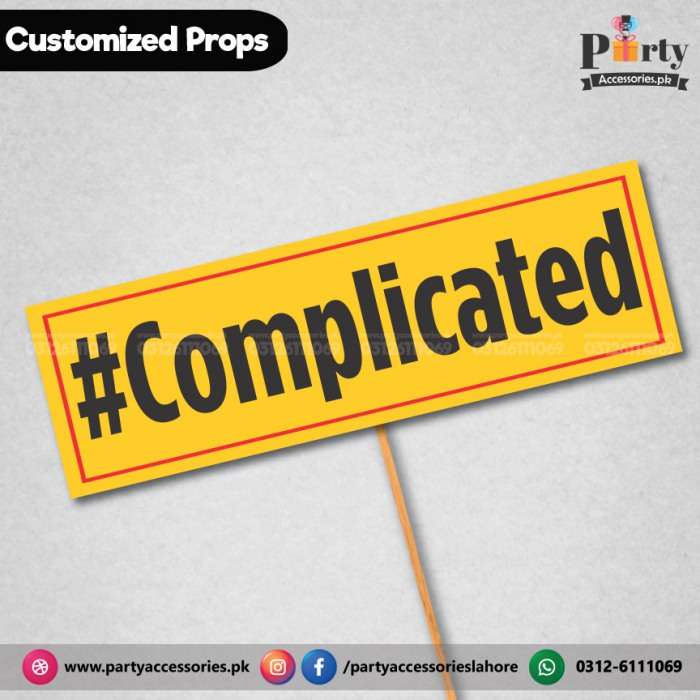 Customized Funny party photo prop hashtag complicated
