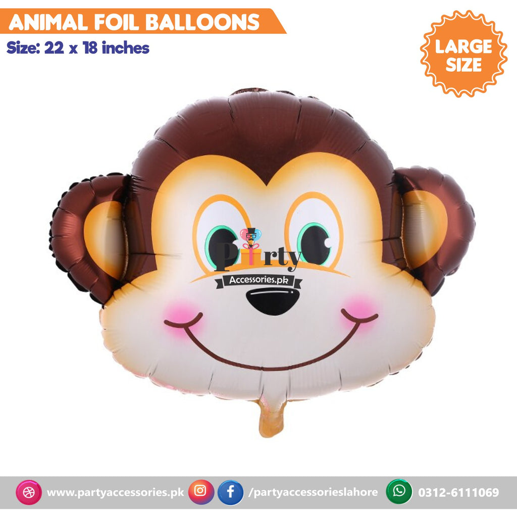 Jungle safari theme Animal face foil monkey balloons