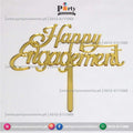 happy engagement golden cake topper