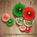 paper fan wall decoration set in flamingo theme