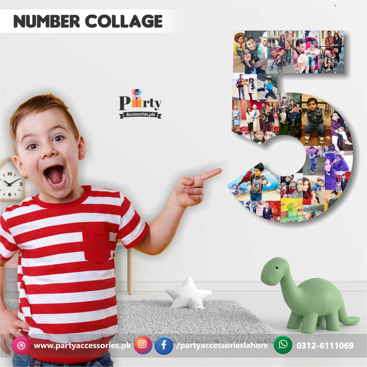 5 year birthday photo collage