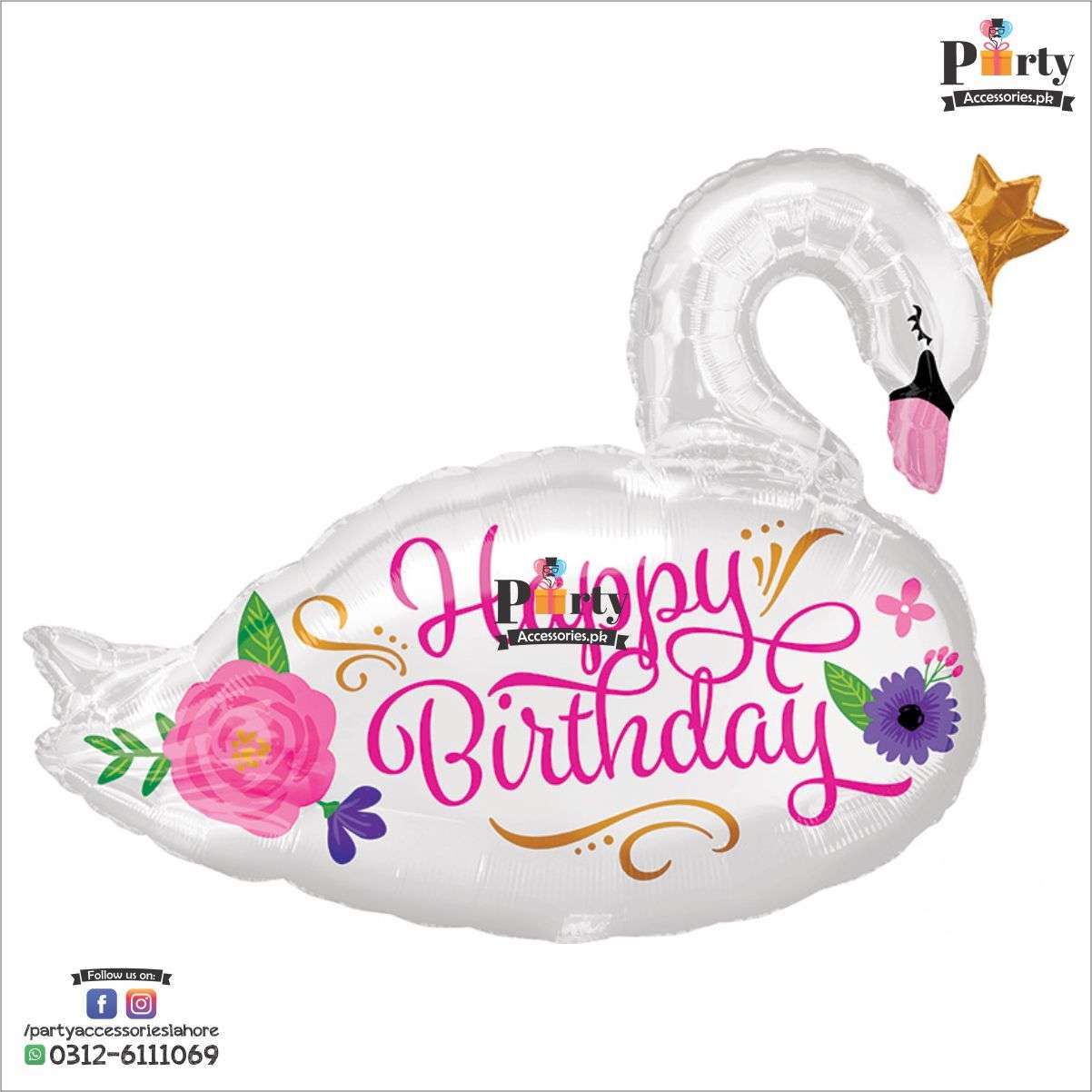 Swan theme exclusive birthday foil balloon
