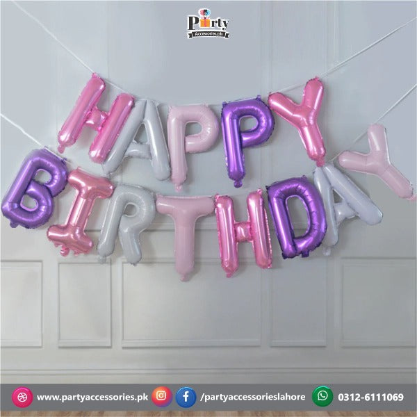 unicorn theme pink purple foil happy birthday balloons