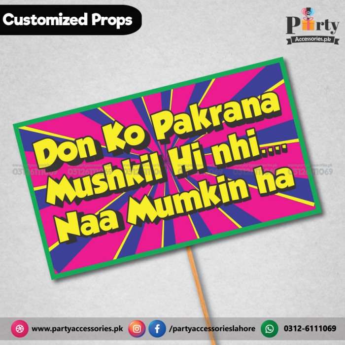 Customized Funny party photo prop Bollywood Don