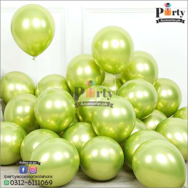 LIGHT GREEN CHROME BALLOONS IN SUPER HEROES THEME
