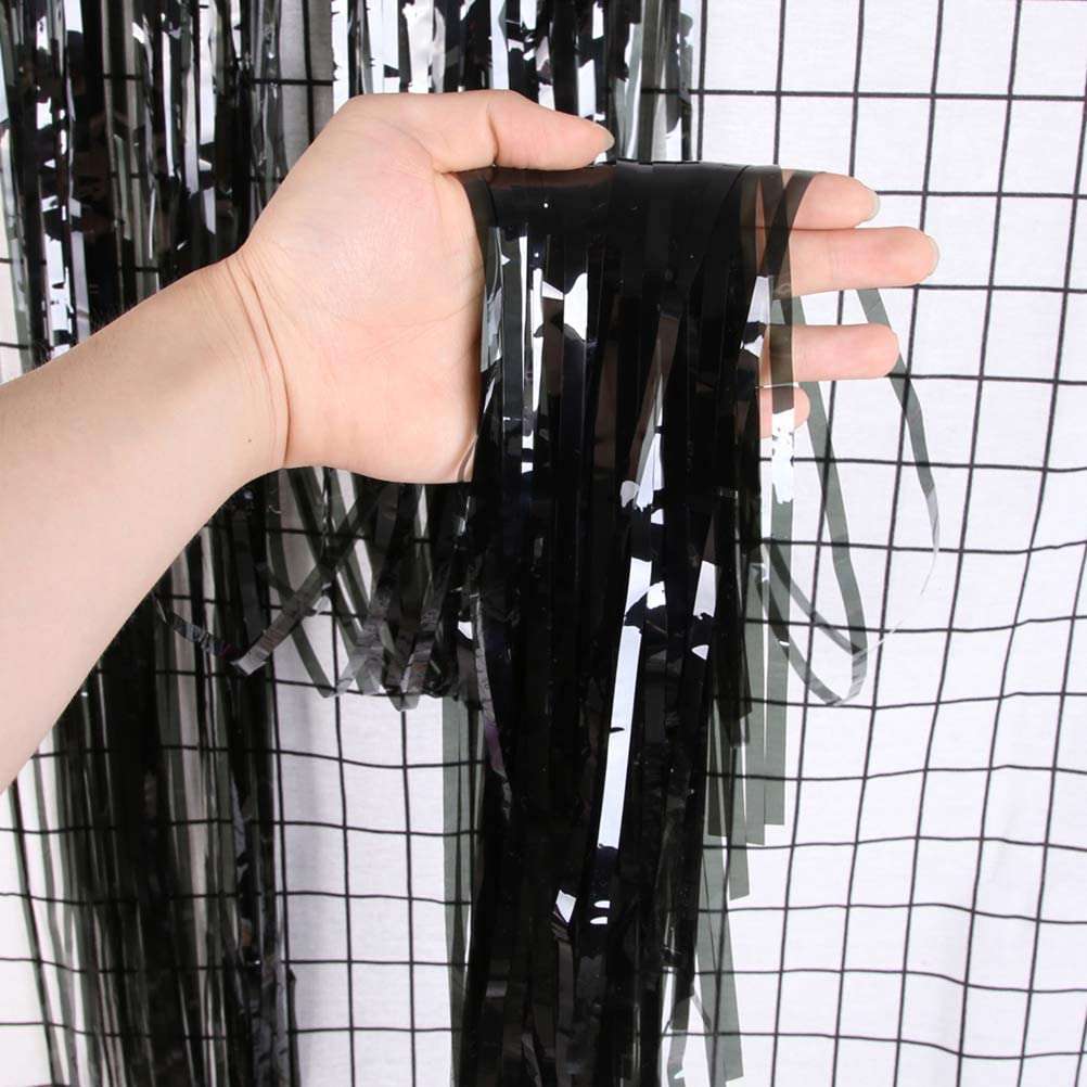 Black Metallic Foil Fringe Curtain