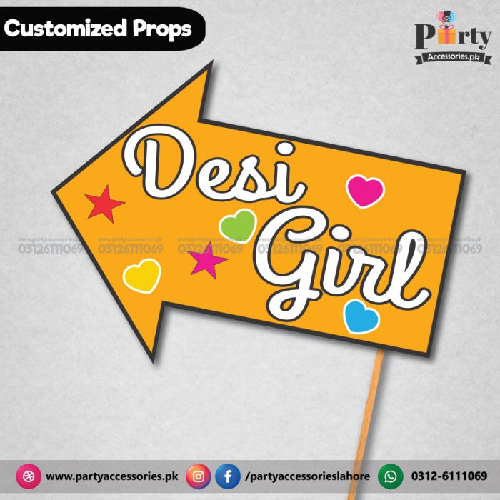 Customized Funny party photo prop Bollywood style desi girl
