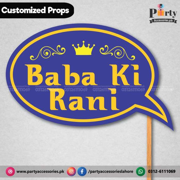 Customized funny party photo prop BABA KI RANI