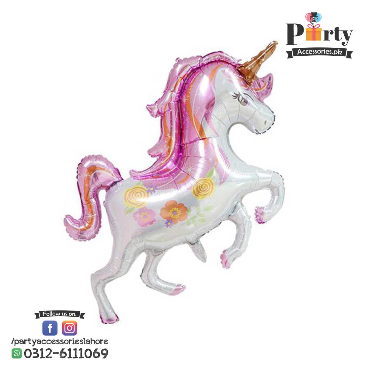 Unicorn horse shape foil balloon large size