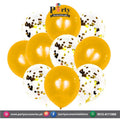Golden confetti balloons set
