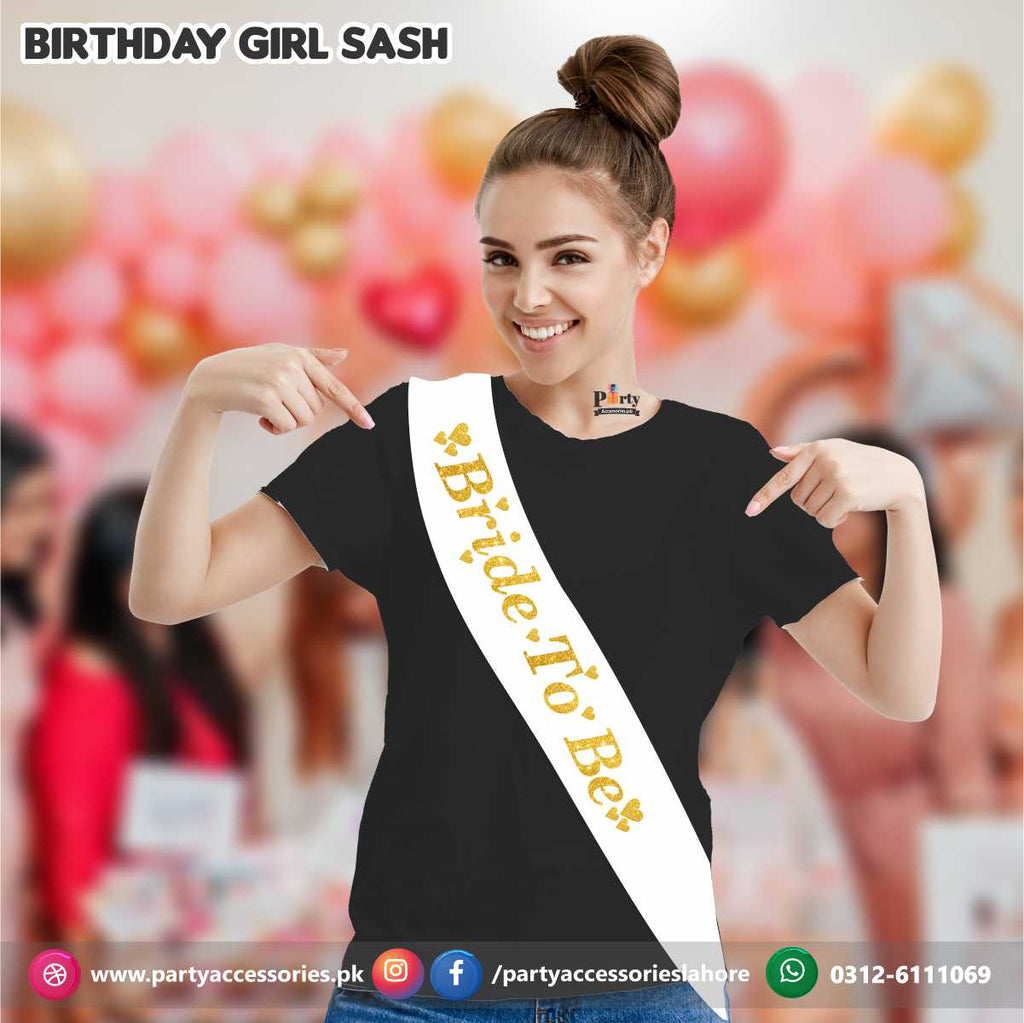 Bride to be Sash | Black and golden bride to be sash for Bridal shower events