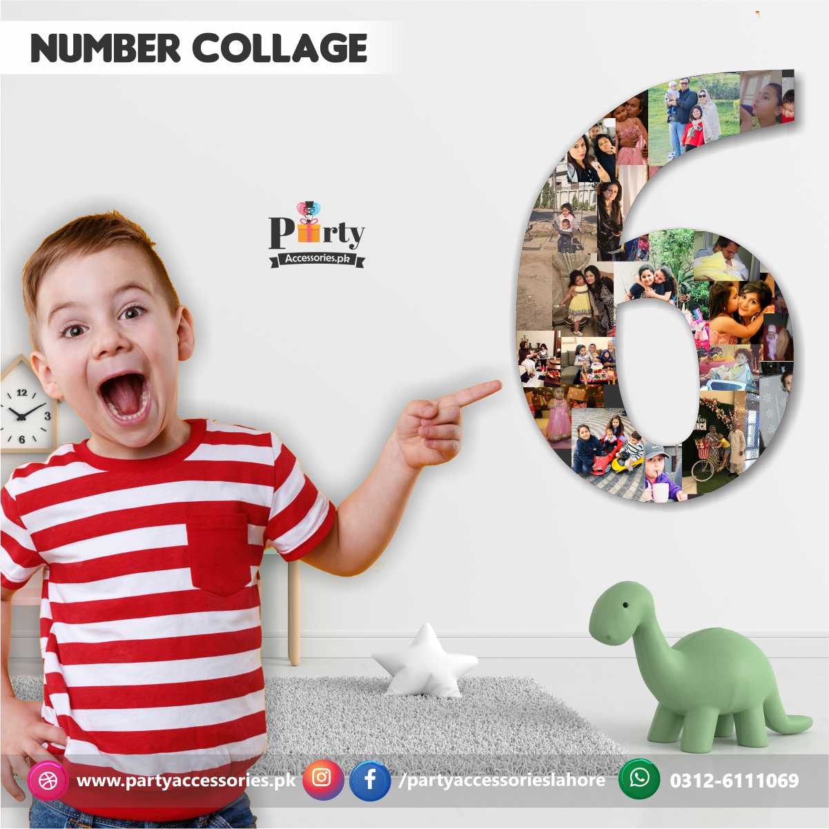 Number collage Wall hanging frame with customized pictures ...