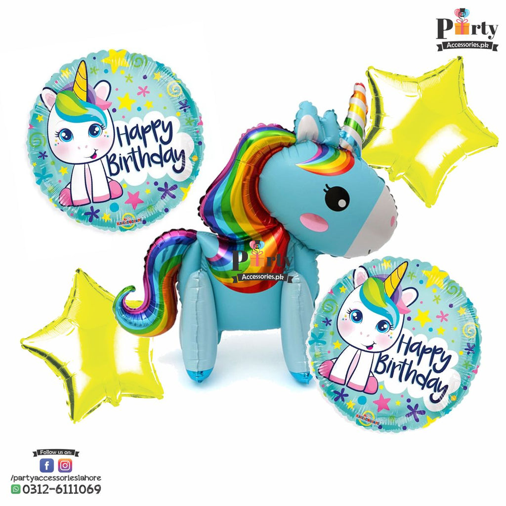 Baby Unicorn birthday theme foil balloons