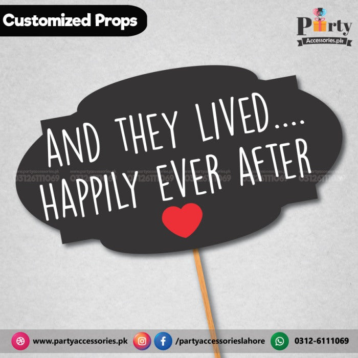Customized wedding party photo prop happily ever after