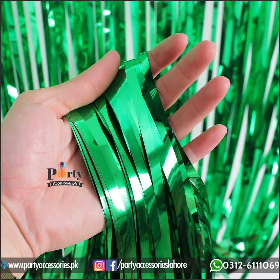 Green Metallic Foil Fringe Curtain