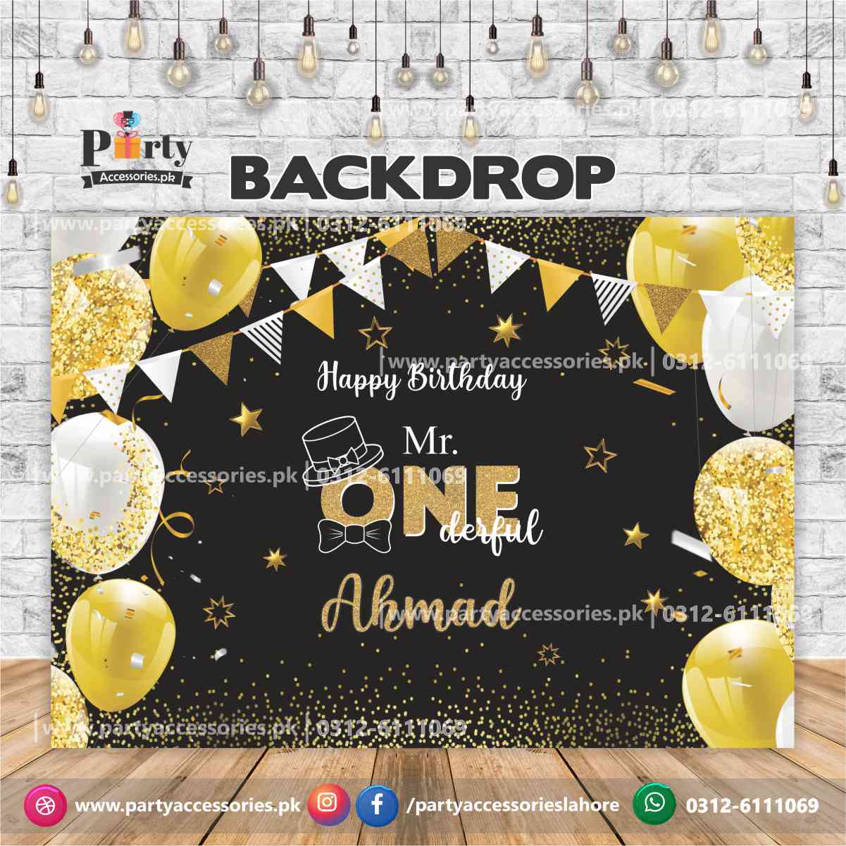 Onederful theme Birthday Party Backdrop customized