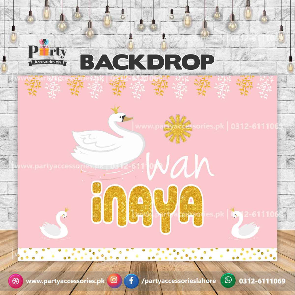 Swan theme Birthday Party customized Backdrop