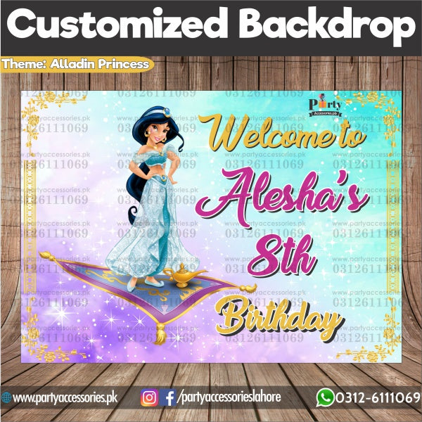 Customized Aladdin Princess Theme Birthday Party Backdrop