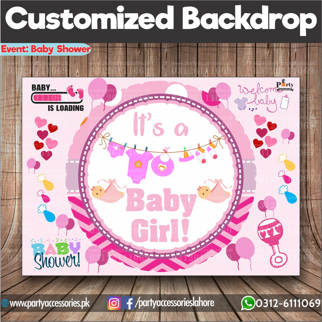Its a Baby Girl Backdrop Flex for baby shower event