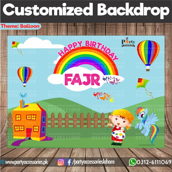 Customized Hot Air Balloon Theme Birthday Party Backdrop