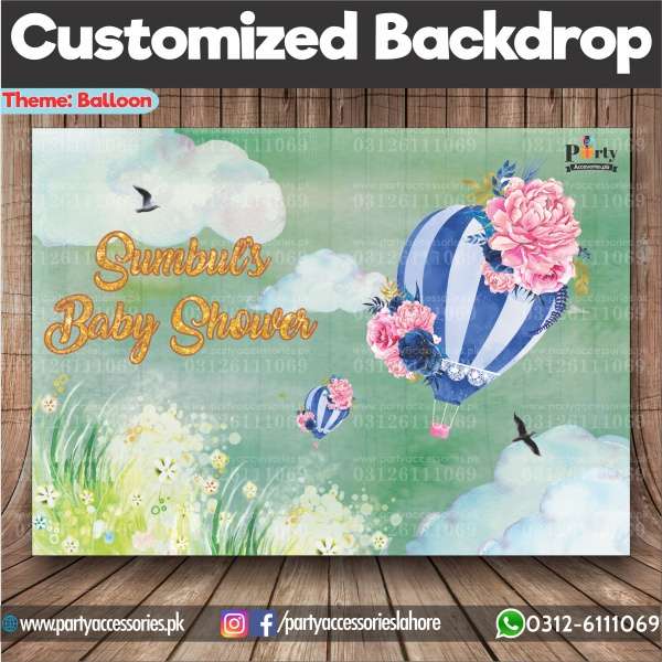 Customized Hot Air Balloon Theme Birthday Party Backdrop
