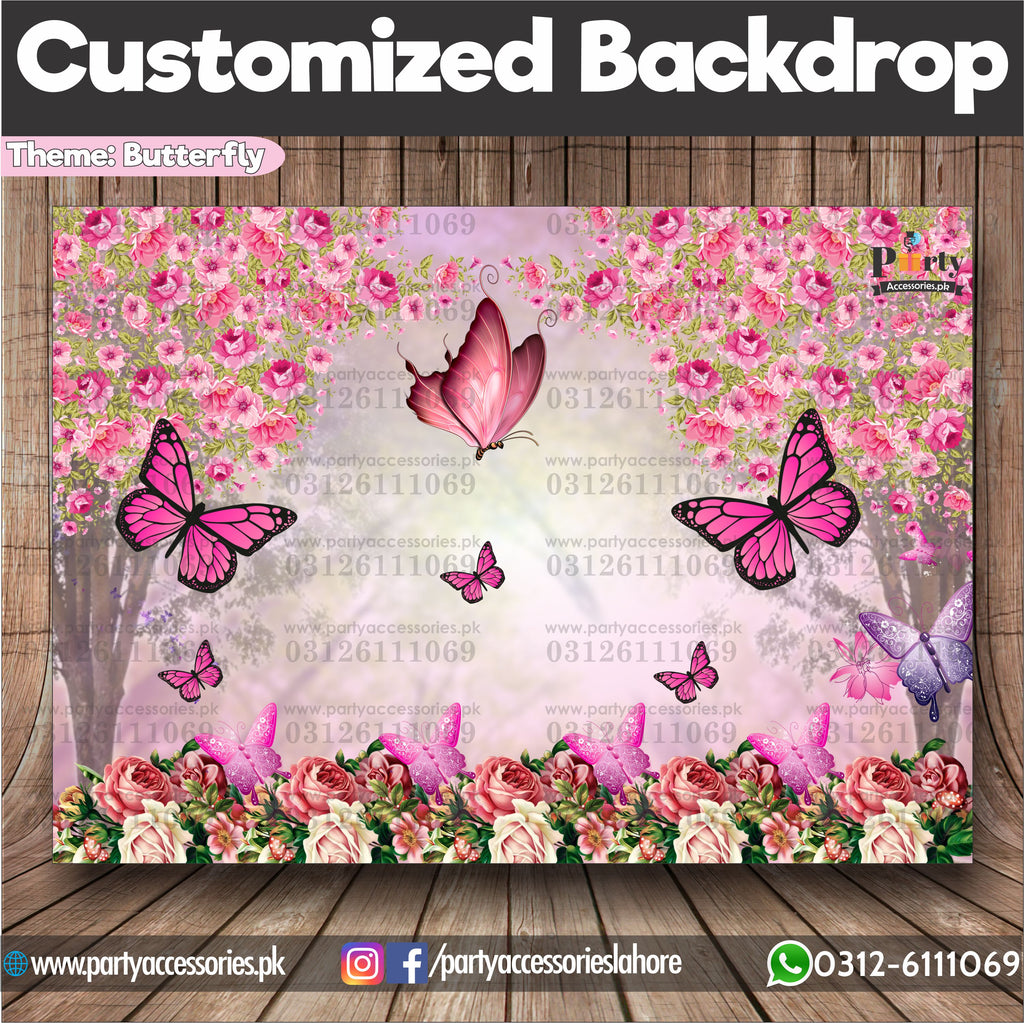 Customized Birthday Party Backdrop in Butterfly Theme 