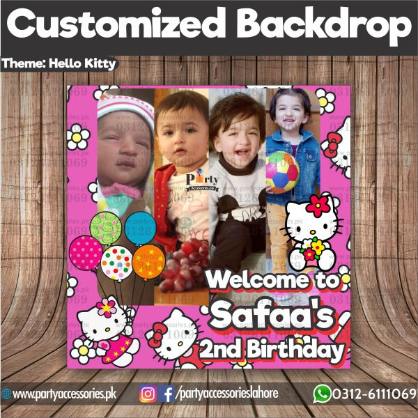 Customized Hello kitty Theme Birthday Party Backdrop