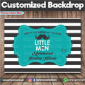 Customized Little Man Theme Birthday Backdrop multi stripes