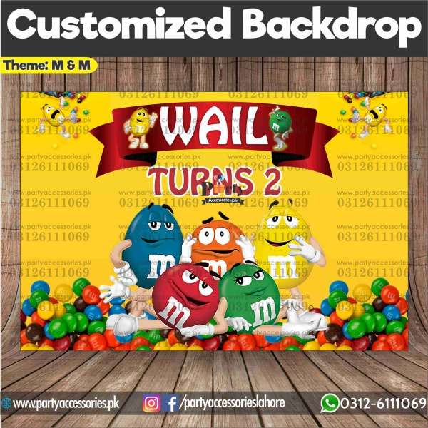 Customized M&M Theme Birthday Party Backdrop