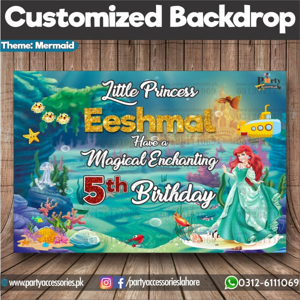 Customized Mermaid Theme Birthday Party Backdrop
