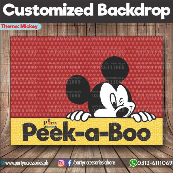 Customized Mickey Mouse Theme Birthday Party Backdrop
