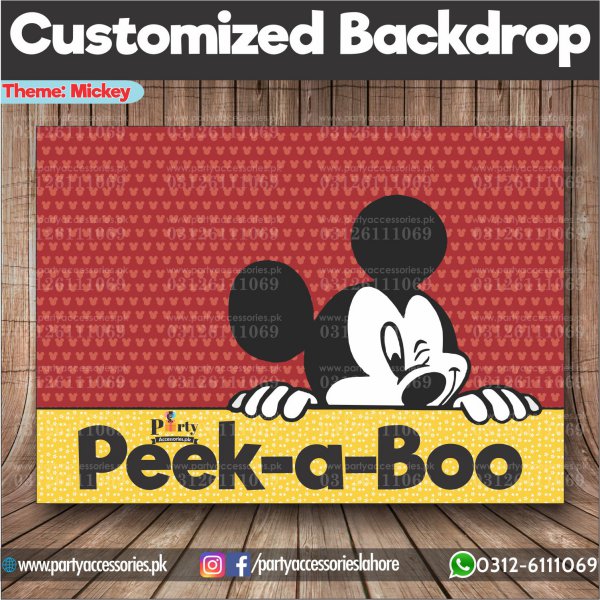Customized Mickey Mouse Theme Birthday Party Backdrop